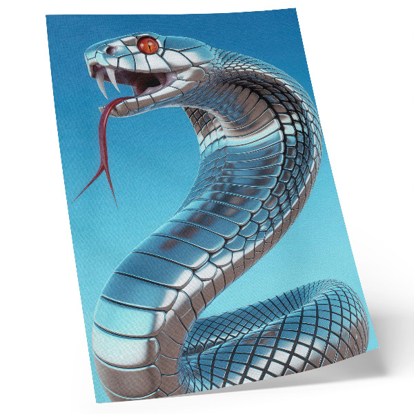 Decorative poster Metallic snake blue background red intensity