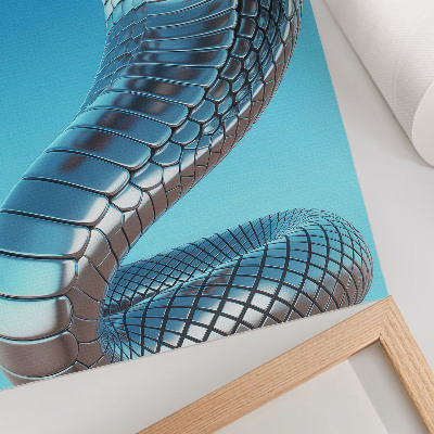 Decorative poster Metallic snake blue background red intensity