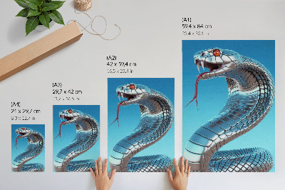 Decorative poster Metallic snake blue background red intensity