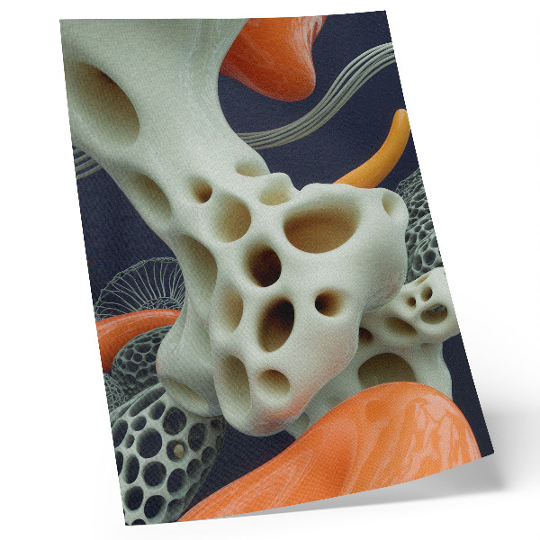 Premium wall art Abstract forms cream orange navy blue