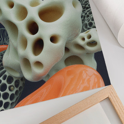 Premium wall art Abstract forms cream orange navy blue