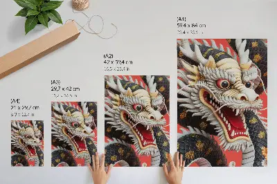 Dragon art print with intricate decorative details