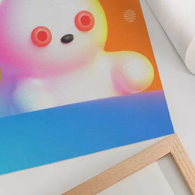 Decorative poster colorful teddy bear on a gradient background in a modern style