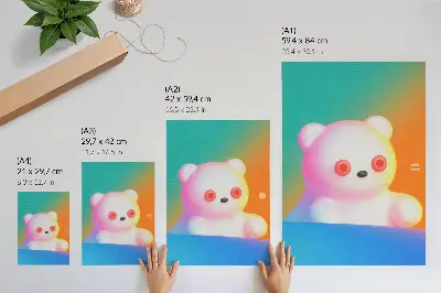 Decorative poster colorful teddy bear on a gradient background in a modern style