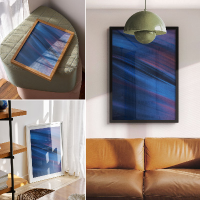 Poster Dynamic color bands in shades of blue