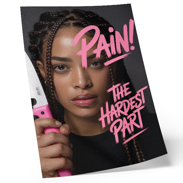 Decorative poster Face with pink lettering dynamic atmosphere