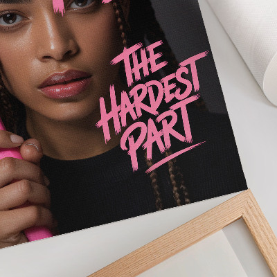 Decorative poster Face with pink lettering dynamic atmosphere