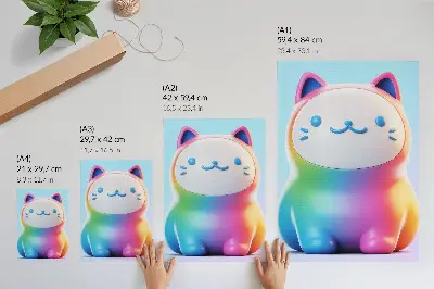 Premium wall art modern gradient style rainbow cat