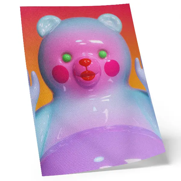Decorative poster colorful teddy bear with a vivid modern composition
