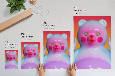 Decorative poster Colorful teddy bear, vivid colors, modern composition