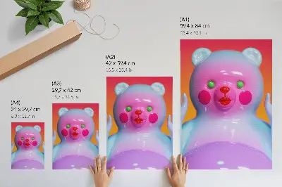 Decorative poster colorful teddy bear with a vivid modern composition