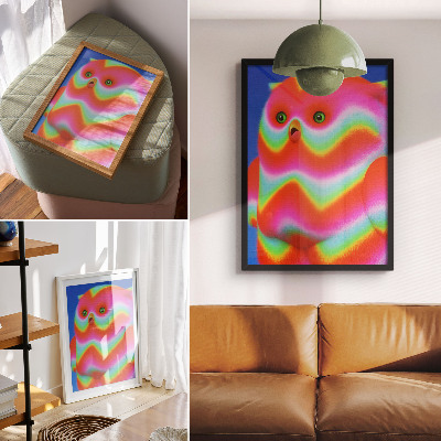 Poster A character with intense colors and a cheerful pattern