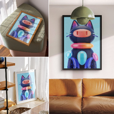 Art print Adorable creature, futuristic atmosphere, vivid colors
