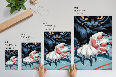 Premium wall art Cat with claws, vivid colors, intense dynamics