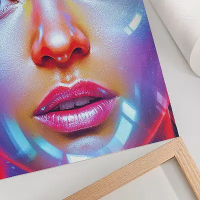 Decorative poster featuring a futuristic portrait in energetic colors
