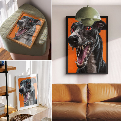 Poster Black fur orange background expressive details
