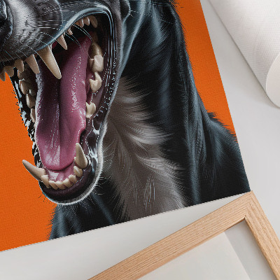 Poster Black fur orange background expressive details