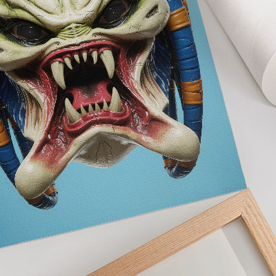 Premium wall art A striking monster mask in green and blue.