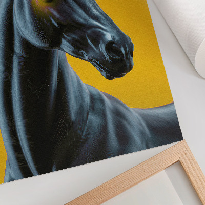 Poster A unicorn on a yellow background, magical and mysterious