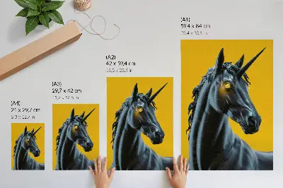 Unicorn poster magical and mysterious on a yellow background