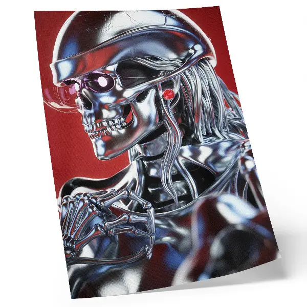 Premium wall art futuristic character motif in black and red