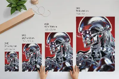 Premium wall art futuristic character motif in black and red