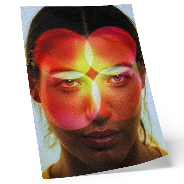Decorative poster Human face with colored energy circles