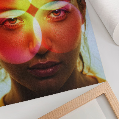 Decorative poster Human face with colored energy circles