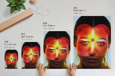 Decorative poster Human face with colored energy circles
