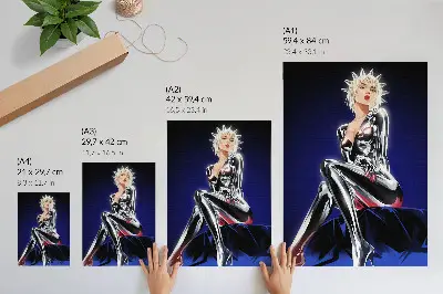 Poster futuristic figure with shiny elements and intense colors