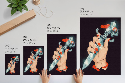 Art print Hand with a dagger, flashing details