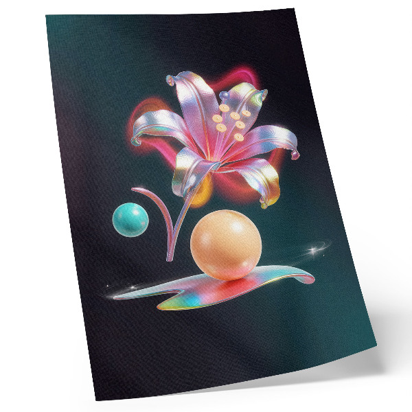 Poster Colorful abstraction with a lily and balls