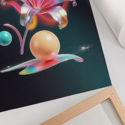 Poster Colorful abstraction with a lily and balls
