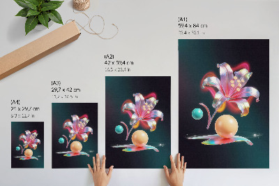 Poster Colorful abstraction with a lily and balls