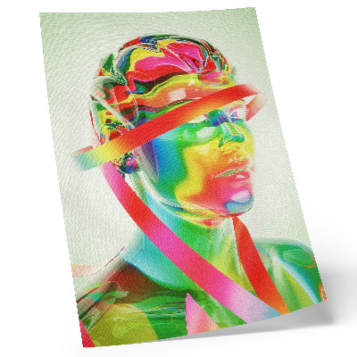 Art print Colorful waves on a futuristic figure