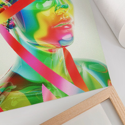 Art print Colorful waves on a futuristic figure