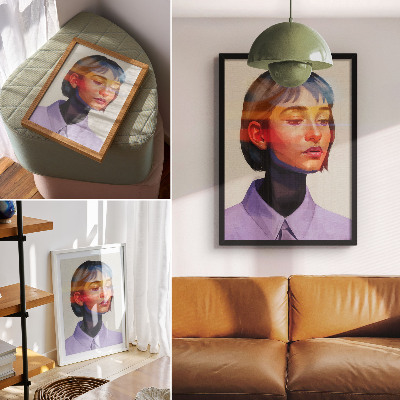 Decorative poster Vibrant colors modern minimalist portrait