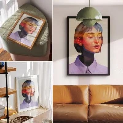 Decorative poster vibrant modern minimalist portrait