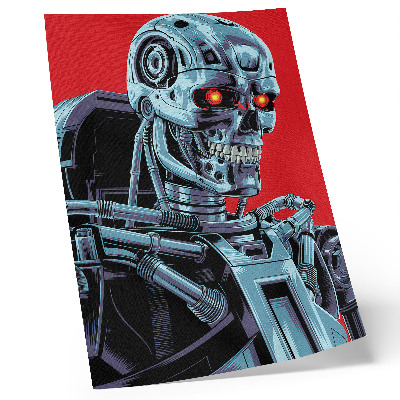 Poster Futuristic robot on a red background