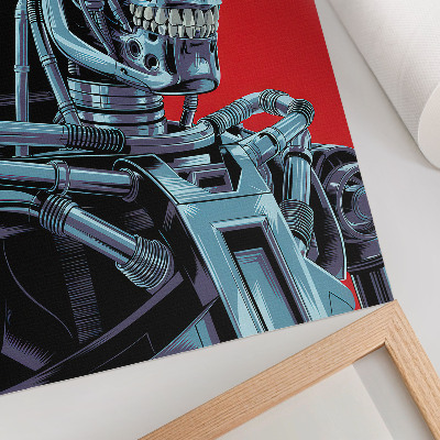 Poster Futuristic robot on a red background