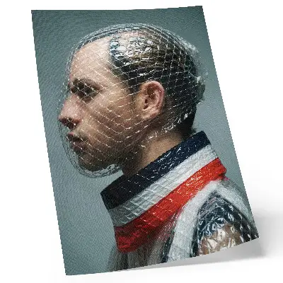 Modern portrait art print with bubble wrap
