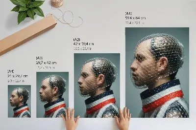 Modern portrait art print with bubble wrap