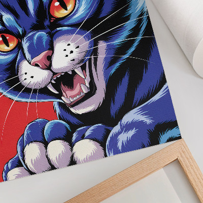 Premium wall art Energetic blue cat with orange accents