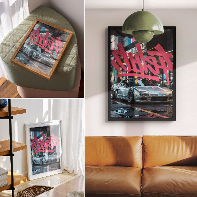 Decorative poster Sports car graffiti modern city life vibe