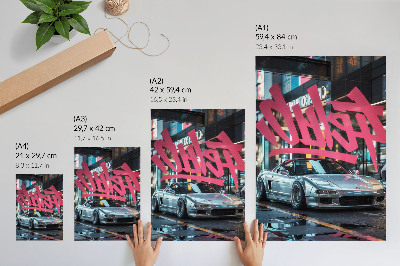Decorative poster Sports car graffiti modern city life vibe