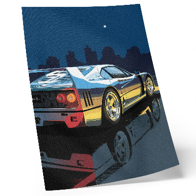 Premium wall art sports car in a modern city at night