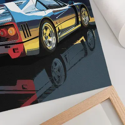 Premium wall art sports car in a modern city at night