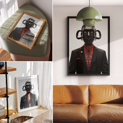 Decorative poster Futuristic design with a black and red motif