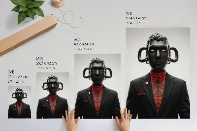 Decorative poster with a futuristic black and red design