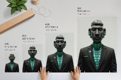 Poster Futuristic style, expressive contrasts, turquoise.
